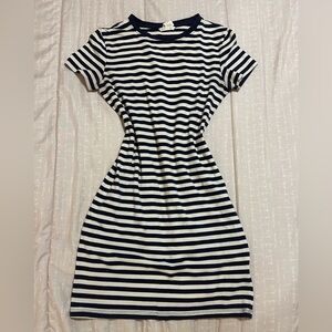 Navy blue and white stripped tshirt dress !!
